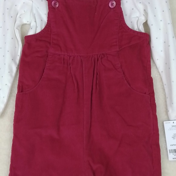 Carter's Baby 2-Piece Corduroy Overall Set Girl's Size‎ 24mo in Pink, White - Picture 4 of 14
